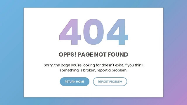 website custom 404 page