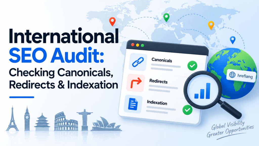 International SEO audit for canonicals, redirects and indexation