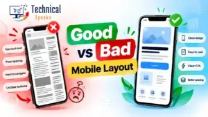 Good vs bad mobile layout for SEO web page design